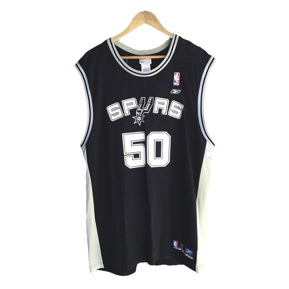 Vintage Reebok San Antonio Spurs David Robinson #50 NBA Jersey Black White Xl
